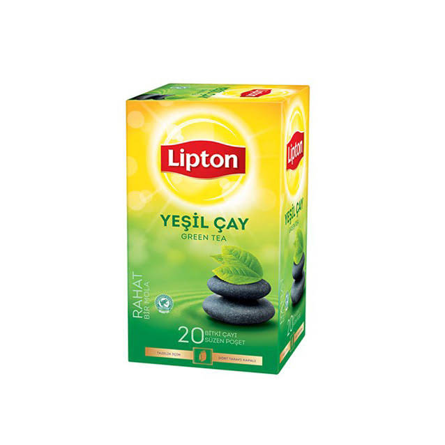 Yeşil çay bardak süzen poşet toplam yirmili kutu Lipton marka koli içi 12 adet 