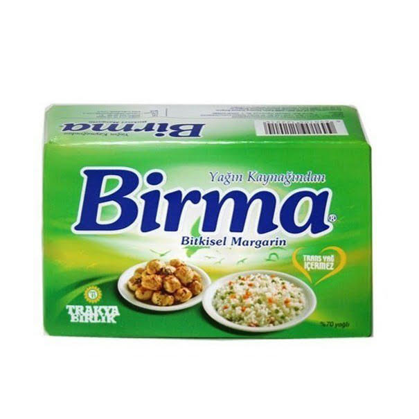 Margarin 250 gramlık ambalajlarda kolide 48 adet Birma marka yemeklik yağ